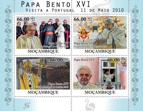Mozambique - Pope Benedict XVI on Stamps - 4 Stamp Sheet 13A-466