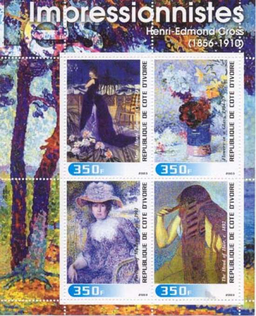 Henri-Edmond Cross Paintings on Stamps - 4 Stamp Mint Sheet MNH M0556