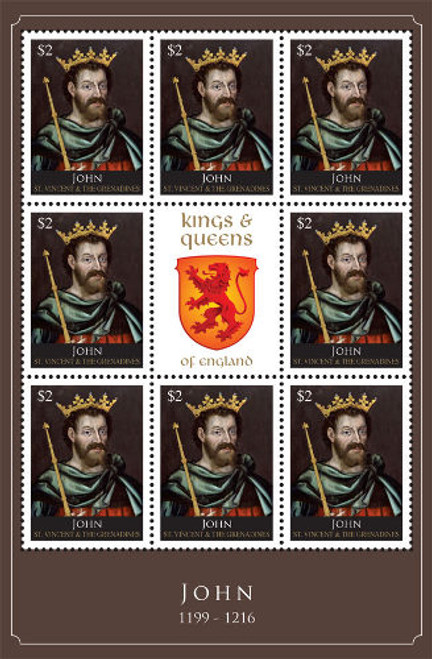 St Vincent - King John - 8 Stamp Mint Sheet SAV1040