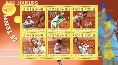 Comoros - Tennis Champions Becker, Lendl - 6 Stamp Mint Sheet 3E-320