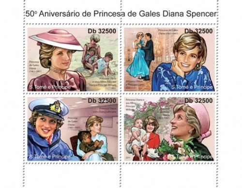 St Thomas - Princess Diana 4 Stamp Mint Sheet ST11201a