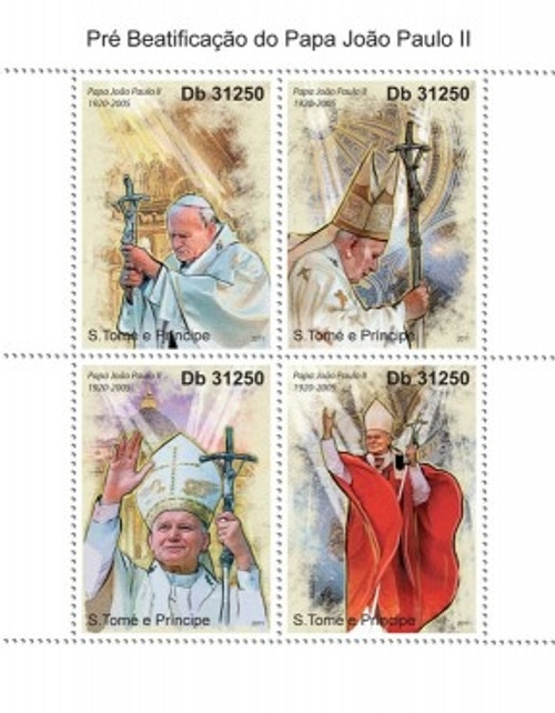 St Thomas - Pope John Paul II 4 Stamp Mint Sheet ST11213a