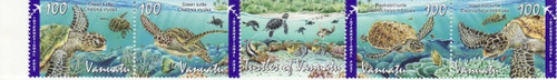 Vanuatu - Turtles - 5 Stamp Mint Strip MNH VAN1101