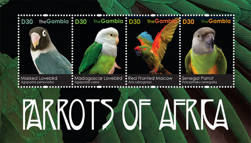 Gambia - Parrots on Stamps - 4 Stamp Mint Sheet GAM1123H