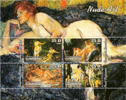 Classic Art on Stamps - Boucher, Renoir, Courbet - 4 Stamp Sheet 9706