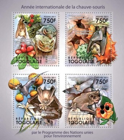 Togo - Int'l Year of Bat 4 Stamp Mint Sheet 20H-220