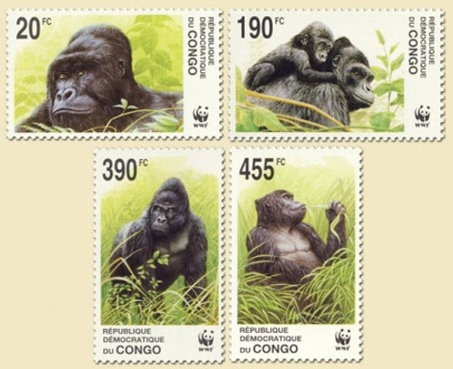 Congo - Gorillas - 4 Stamp Mint Set MNH 3A-341