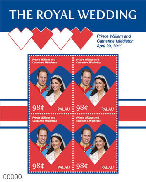 Palau - Royal Wedding - 4 Stamp Mint Sheet PAL1117H