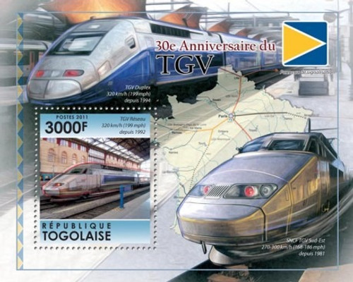 Togo - France TGV Train - Mint Stamp S/S 20H-251