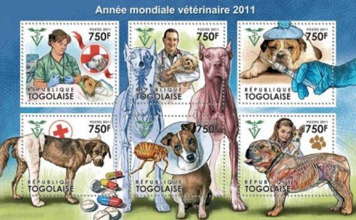 Togo - World Veterinary Year, Dogs - 6 Stamp Mint Sheet 20H-258