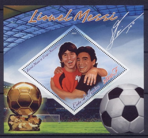 Ivory Coast - Messi & Football - Mint Stamp S/S 9A-047