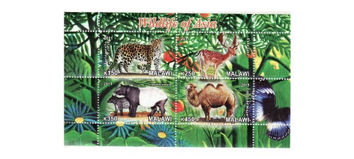 Malawi - Wildlife of Asia - 4 Stamp Mint Sheet 13K-165