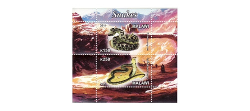 Malawi - Snakes - 2 Stamp Mint Sheet MNH 13K-172