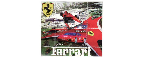 Malawi - Ferrari Cars - 2 Stamp Mint Sheet 13K-182