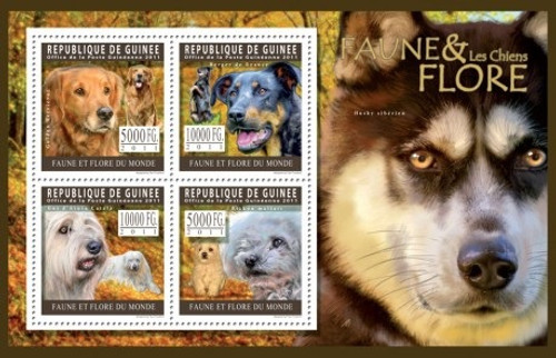 Guinea - Dogs - 4 Stamp Mint Sheet MNH - 7B-1493