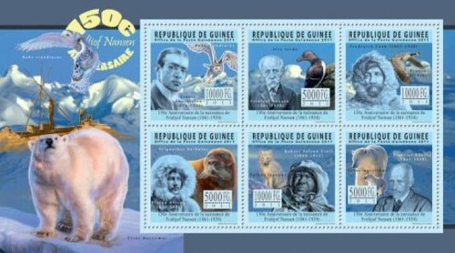 Guinea - Arctic Explorer Fredtjof Nansen - 6 Stamp Mint Sheet 7B-1511