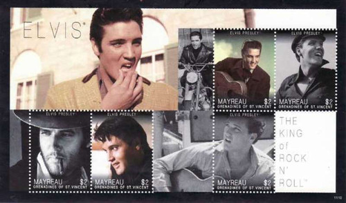 St Vincent - Elvis Presley - 5 Stamp Mint Sheet MNH SGR1110H