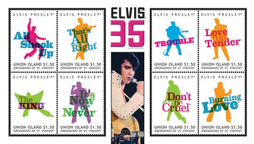 St Vincent - Elvis Presley Movies - 8 Stamp Sheet SGU1105