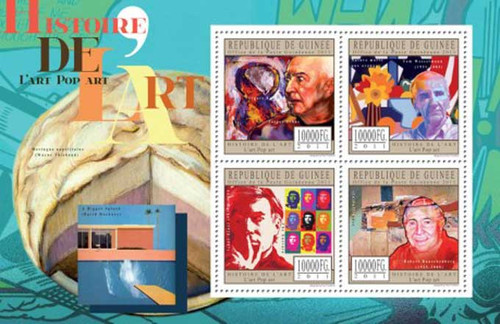 Guinea - Pop Art on Stamps, Warhol, Johns -4 Stamp Mint Sheet 7B-1598