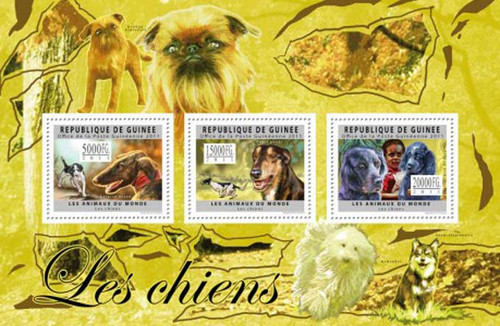 Guinea - Dogs Of The World - 3 Stamp Mint Sheet - 7B-1629