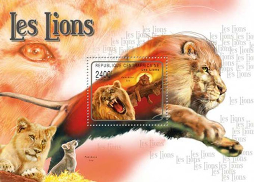 Central African Republic - Lions - Mint Souvenir Sheet - 3H-024