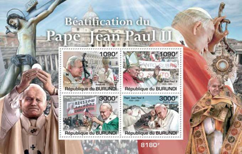 Burundi - Beatification of Pope John Paul II - 4 Stamp Sheet - 2J-135