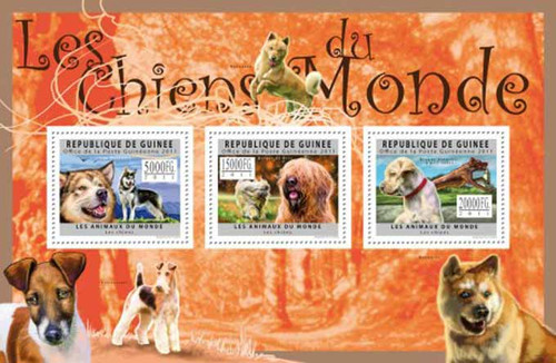 Guinea - Dogs of the World - 3 Stamp Mint Sheet - 7B-1676