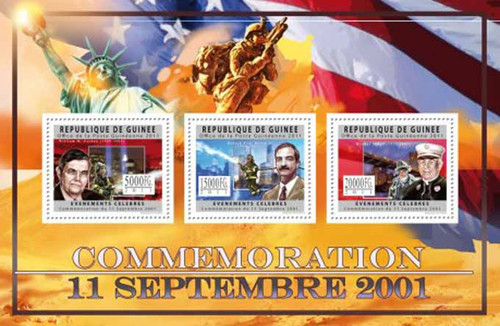 Guinea - Commemoration of September 11, 2001 - 3 Stamp Sheet - 7B-1678