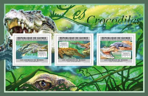 Guinea - Crocodiles - 3 Stamp Mint Sheet - 7B-1687