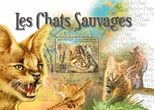 Central Africa - Wild Cats - Mint Stamp Souvenir Sheet - 3H-050