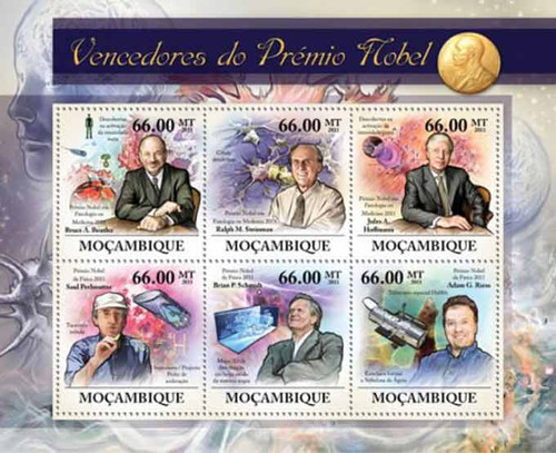 Mozambique - Nobel Prize Winners - 6 Stamp Sheet - 13A-829