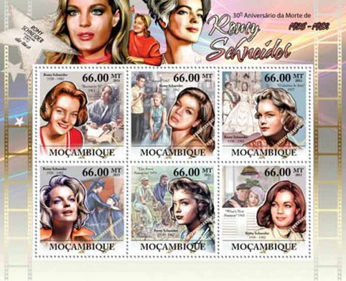 Mozambique - Romy Schneider - 6 Stamp Sheet - 13A-837