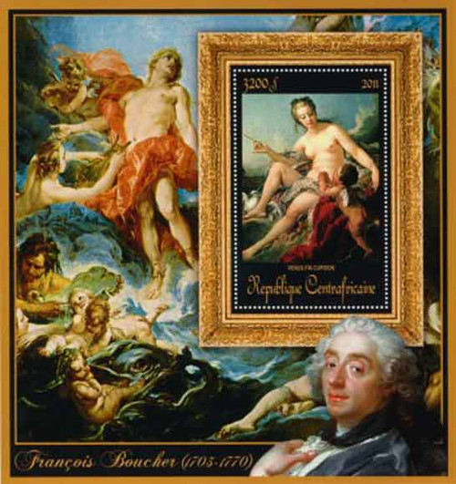 Central Africa - Francois Boucher Cupid - Souvenir Sheet - 3H-134