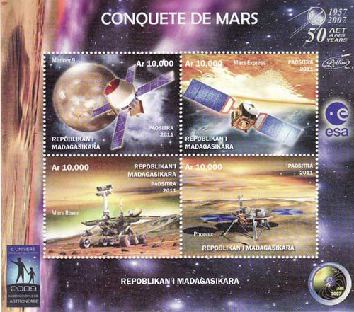 Madagascar - Mars & Space - 4 Stamp Mint Sheet 13D-034