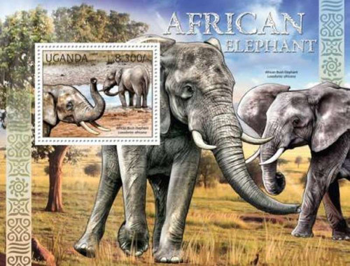 Uganda  African Bush Elephant, Mint Stamp Souvenir Sheet  21D-006