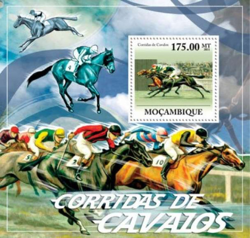 Mozambique  Horse Racing on Stamps Mint Stamp Souvenir Sheet 13A-864