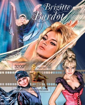 Central African Republic - Brigitte Bardot Souvenir Sheet 3H-246