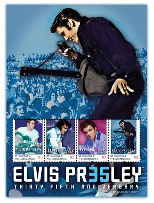 St Vincent  Elvis Presley 35th Anniversary  4 Stamp Sheet  SAV1203