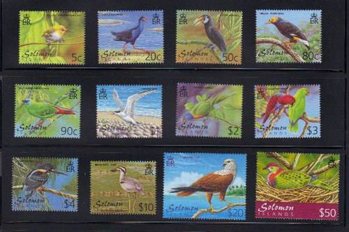 Solomon Islands - Birds, 12 Stamp Mint Set - 19M-024
