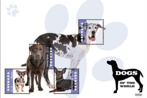 Grenada - Dogs Of The World on Stamps - 4 Stamp Mint Sheet GRA1210H