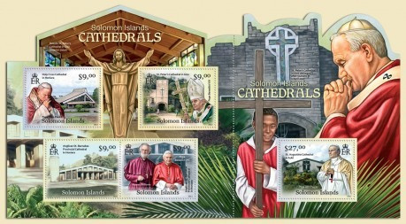 Solomon Islands - Cathedrals - 4 Stamp Set & Souvenir Sheet 19M-047