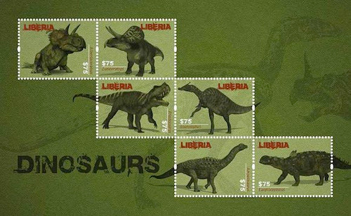 Liberia - Dinosaurs - 6 Stamp Mint Set LIB1212H