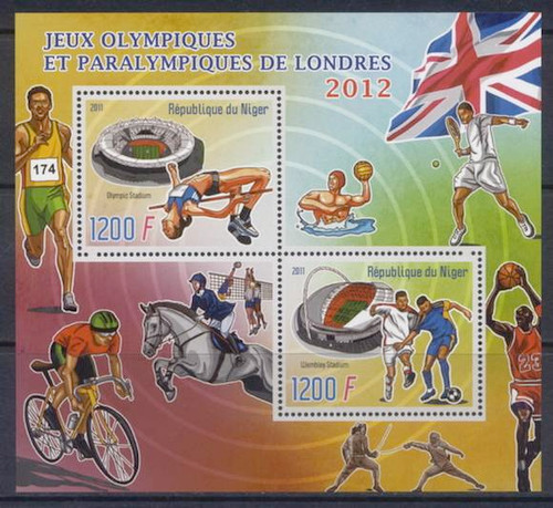 London Olympics on Stamps - 2 Stamp Mint Sheet 14A-040