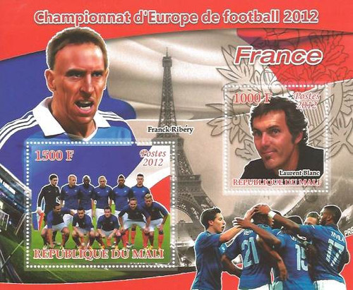 European Football 2012 - France National Team - 2 Stamp Sheet 13H-297