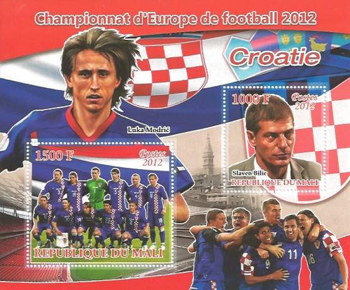 European Football 2012 - Croatia National Team - 2 Stamp Sheet 13H-304