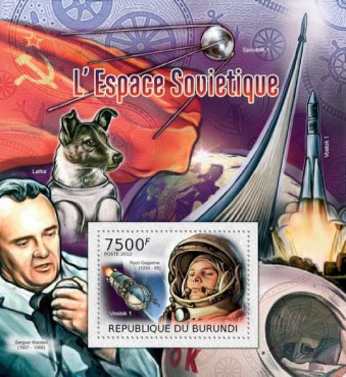 Burundi - Space, Yuri Gagarin, Laika Mint Stamp Souvenir Sheet 2J-245