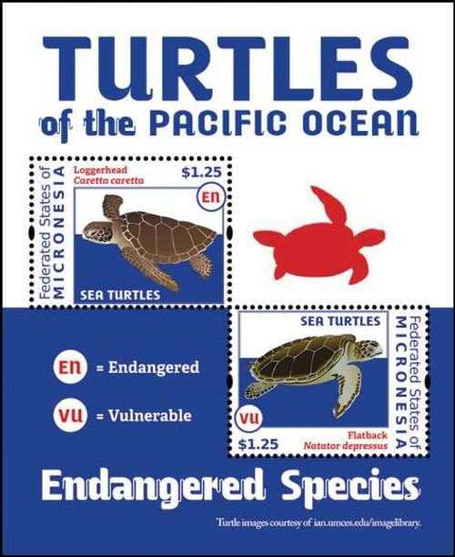 Micronesia - Sea Turtles on Stamps - 2 Stamp Mint Sheet MIC1217S
