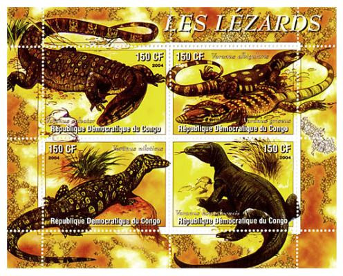 Congo - Lizards On Stamps 104-13