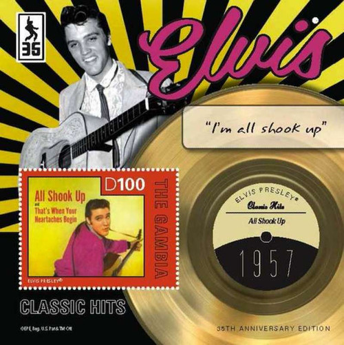 Gambia - Elvis Presley "All Shook Up" Stamp Souvenir Sheet GAM1212