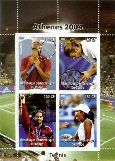 Congo - 2004 - Athens '04 Tennis Champs - 4 Stamp Sheet - CON104-22